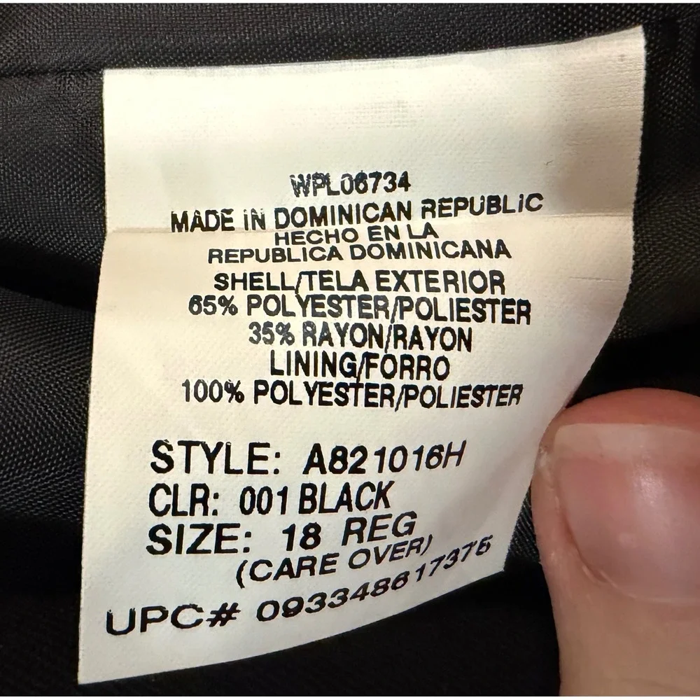 Arrow USA 1851 Kids Black Two‎ Button Blazer Jacket A821016H Size 18 REG
